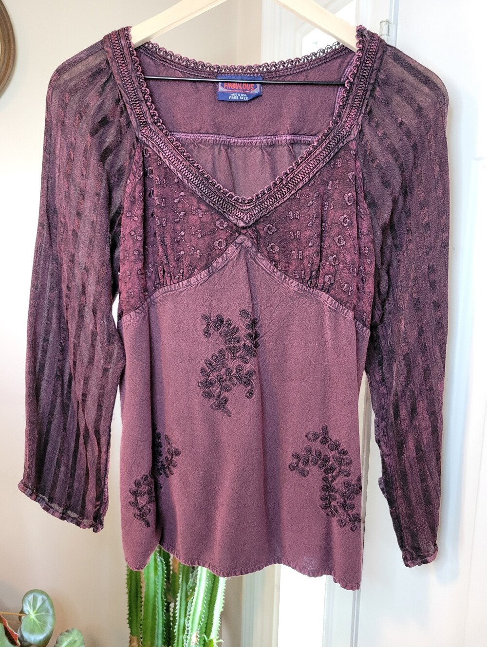 Vintage Purple Y2K Fairy Boho Babydoll Top, Size Womens Small